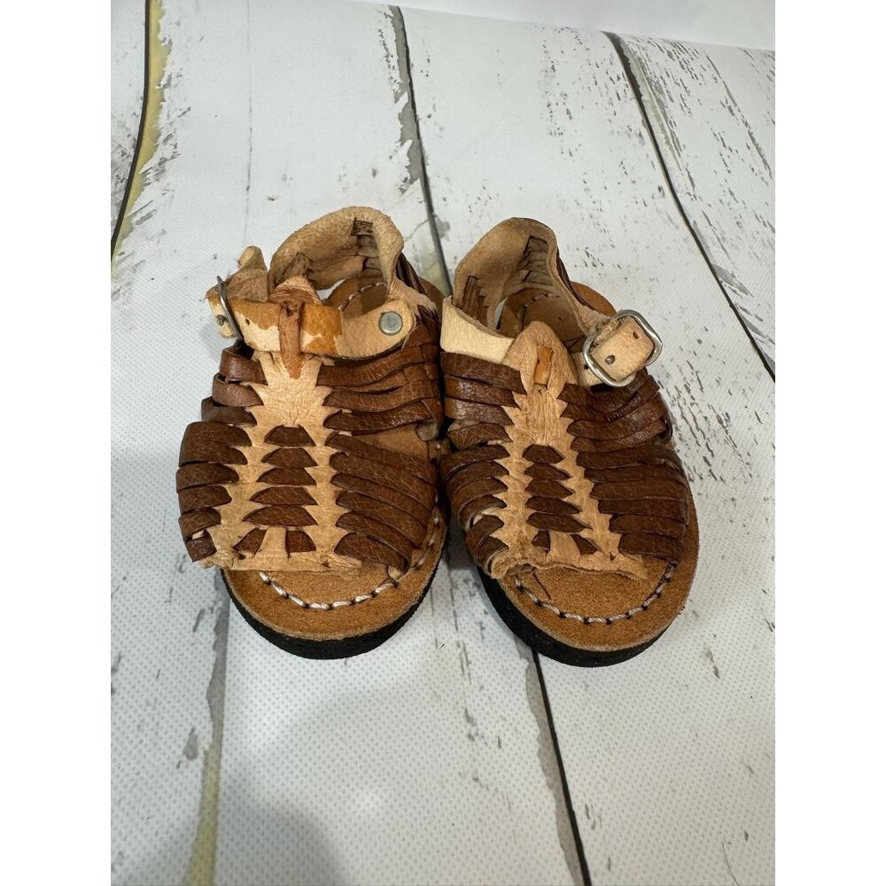 Kids Brown Leather Huarache Sandals - Comfortable Open Toe